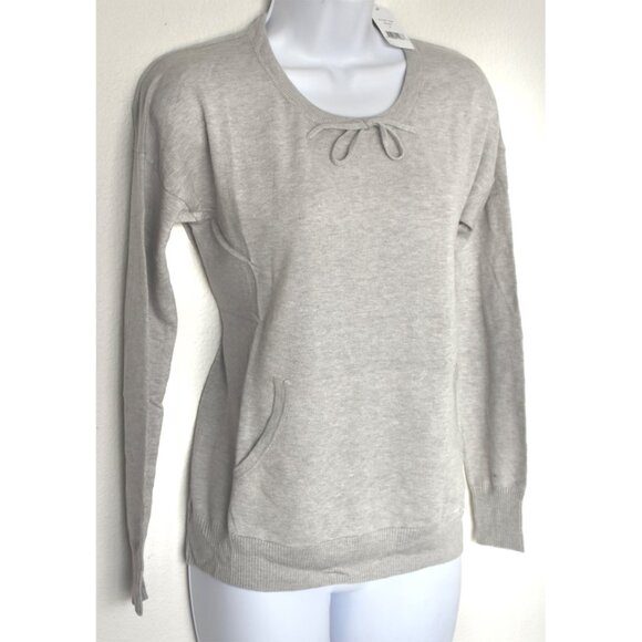 AMICALE NWT DROP SHOULDER CREW NECK COTTON/VISCOSE/CASHMERE GREY SWEATER. SIZE S - Picture 3 of 9